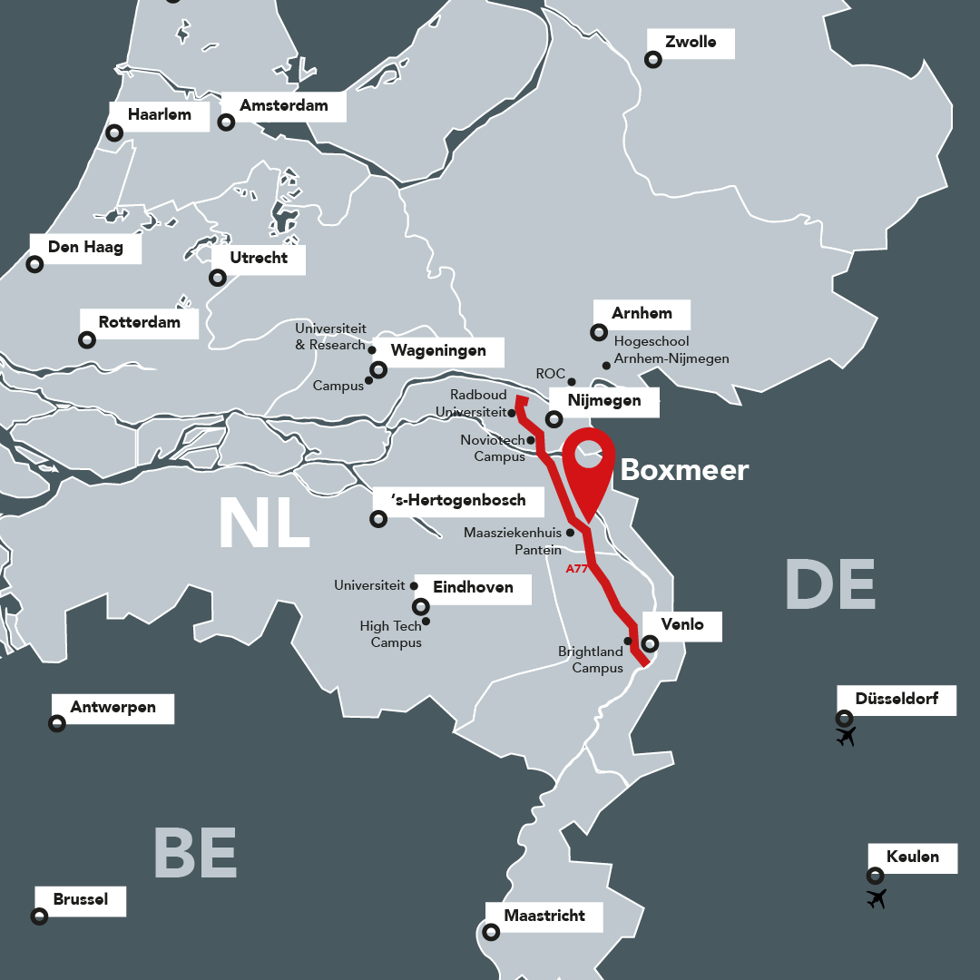 Ligging Boxmeer aan A77